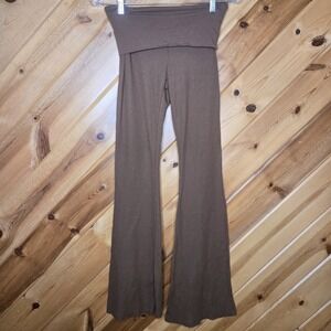 Y2K Vanilla Star Waffle Knit Foldover Flare Leggings Brown XS